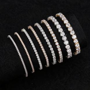 Tennischain European and American Jewelry 3-6mm Tennis Chain Fashion Hip-Hop Zircon Bracelet for Men and Women with a High-End Feel