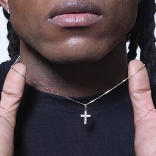 Ma Siwei's Mini Full Diamond Cross Pendant Necklace Hip-Hop National Trendy Collarbone Chain All-Match Niche Men and Women