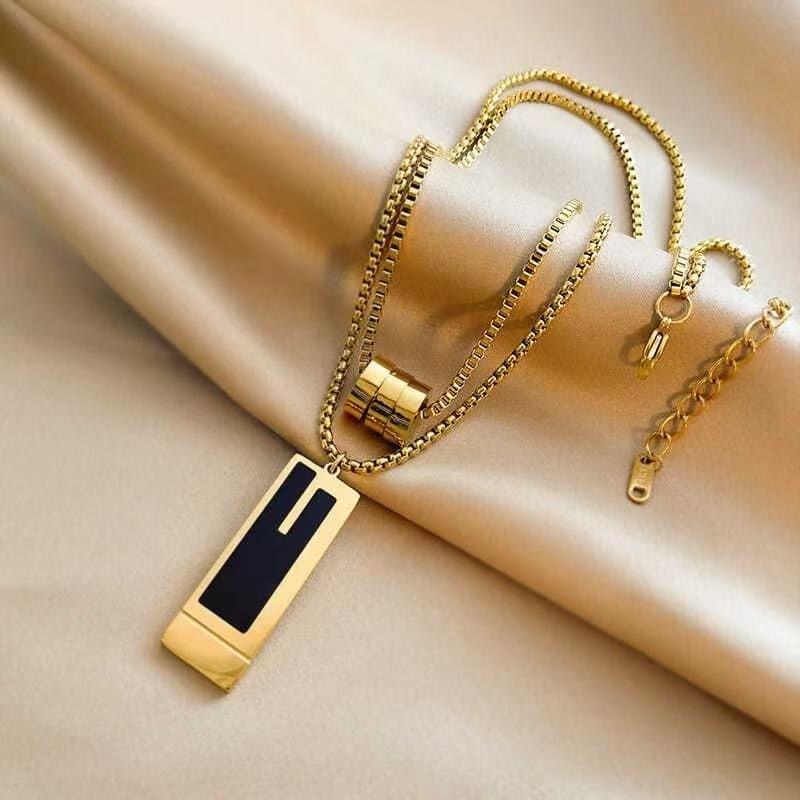 European and American Big-Name Cross-Border Simple Necklace, High-End Fashion, Versatile Double-Layer Sweater Chain, New Personalized Pendant Wholesale