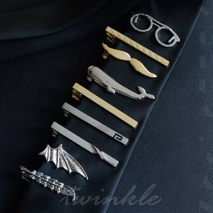 Factory cross-border men's simple silver metal business groom wedding fashion crystal professional security tie clip