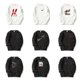 Cross-border unisex trendy crew neck pure cotton sports sweatshirt, new autumn and winter loose fit plus size internet celebrity style base shirt