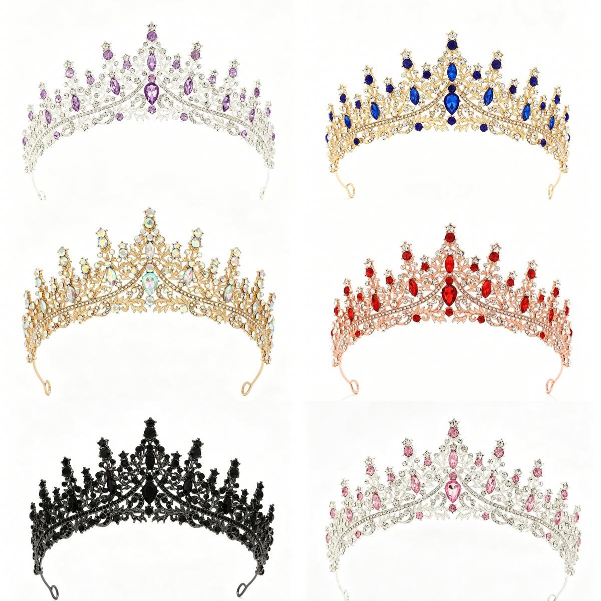 Baroque vintage-style bridal crown headpiece, luxurious full-diamond birthday dinner tiara, elegant wedding dress accessory