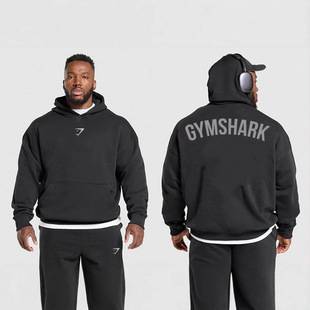 GYMSHARK Classic Heavyweight Hoodie for Muscular Men, Autumn/Winter Sports and Fitness Double-Layer Composite Hoodie