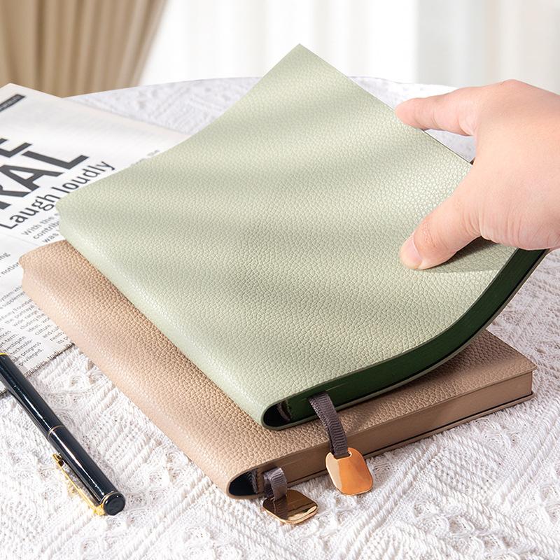 Litchi Pattern A5 Business Notebook Corporate Office Diary High-Value Soft Leather Notepad Custom Logo