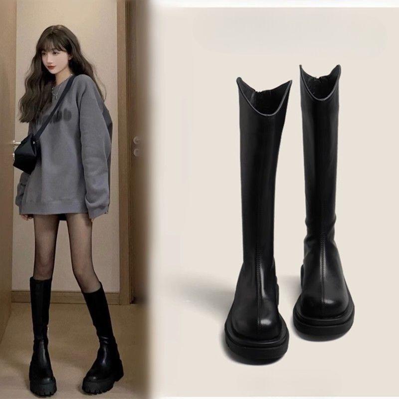 Trendy Over-The-Knee Boots for Women 2025 Autumn New Thick-Soled Slimming Flat Fashion High Knee Riding Boots