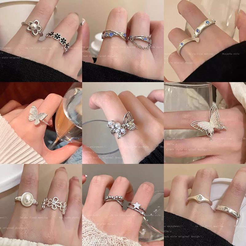 Open Ring Women's Cold Style Ring Set Sweet and Cool Sexy Style Jewelry High-End Butterfly Ring Ring