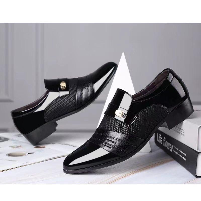 Cross-Border Large Size Formal Men's Leather Shoes Black Business Casual British Shoes Summer Breathable Mesh Men's Shoes Wholesale