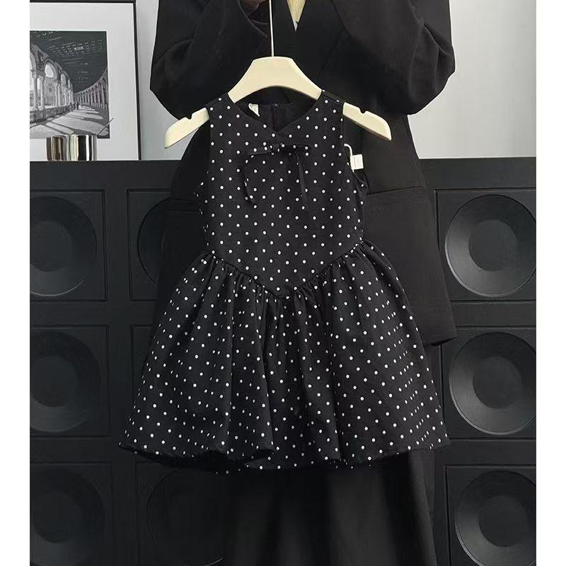 77386 Girls Polka Dot New Children's Clothing 2025 Vest Korean Style Girls Fashionable Princess Baby Dress