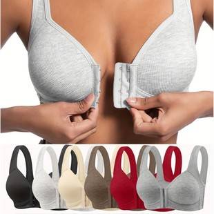 Cross-Border Front-Clasp Bra, Large Size, Push-Up European and American Style Bra, Elegant Seamless Push-Up Bra for Women, Plus-Size Bra
