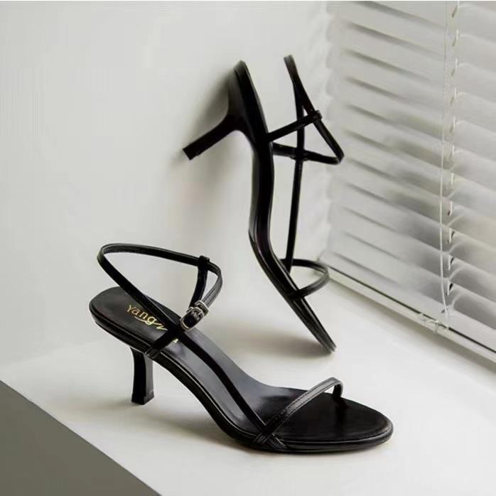 Sandals for Women 2024 New Summer Style Thin Heel One-Strap High Heels Sexy Open-Toe Korean Style Comfortable and Versatile