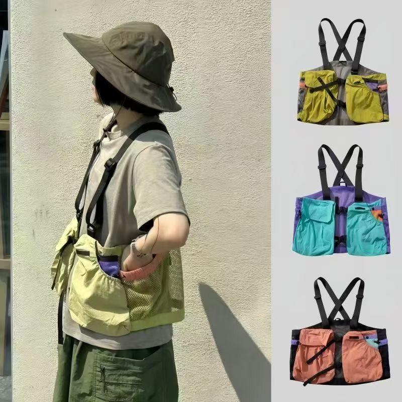 Contrast Color Outdoor Vest Bag for Men and Women, Breathable and Lightweight Cycling and Running Backpack, Fashionable Casual Travel Vest