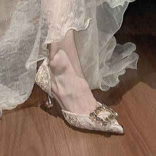 Beautiful High-Heeled Shoes for Women, High-End Small Fragrant Sandals, Summer Shoes, Pointed Toes, Versatile New Niche Shoes