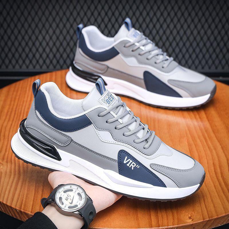 New model of men's sneakers for spring and autumn, waterproof, suitable for sports, running, casual wear, work, versatile trendy shoes, non-slip, mesh surface, wear-resistant