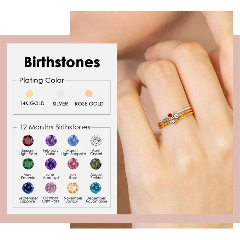 Stainless Steel Twelve Birthstone Ring for Women Simple Round Diamond Cup Niche Diamond Ring Cross-Border Zircon Bracelet