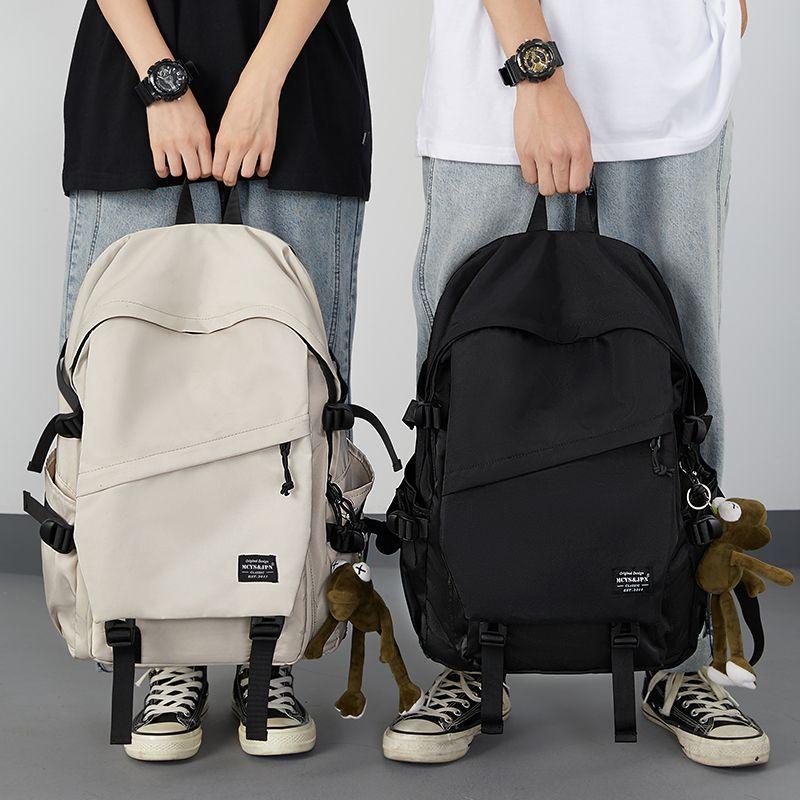 Ins Backpack Men's Simple All-match Large Capacity Casual Travel Backpack Women's Junior High School Student Senior high school College Student Schoolbag