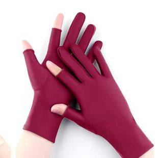 Women's cool gloves summer spring and autumn days leak half dew two fingers picking tea sunscreen thin riding driving two fingers