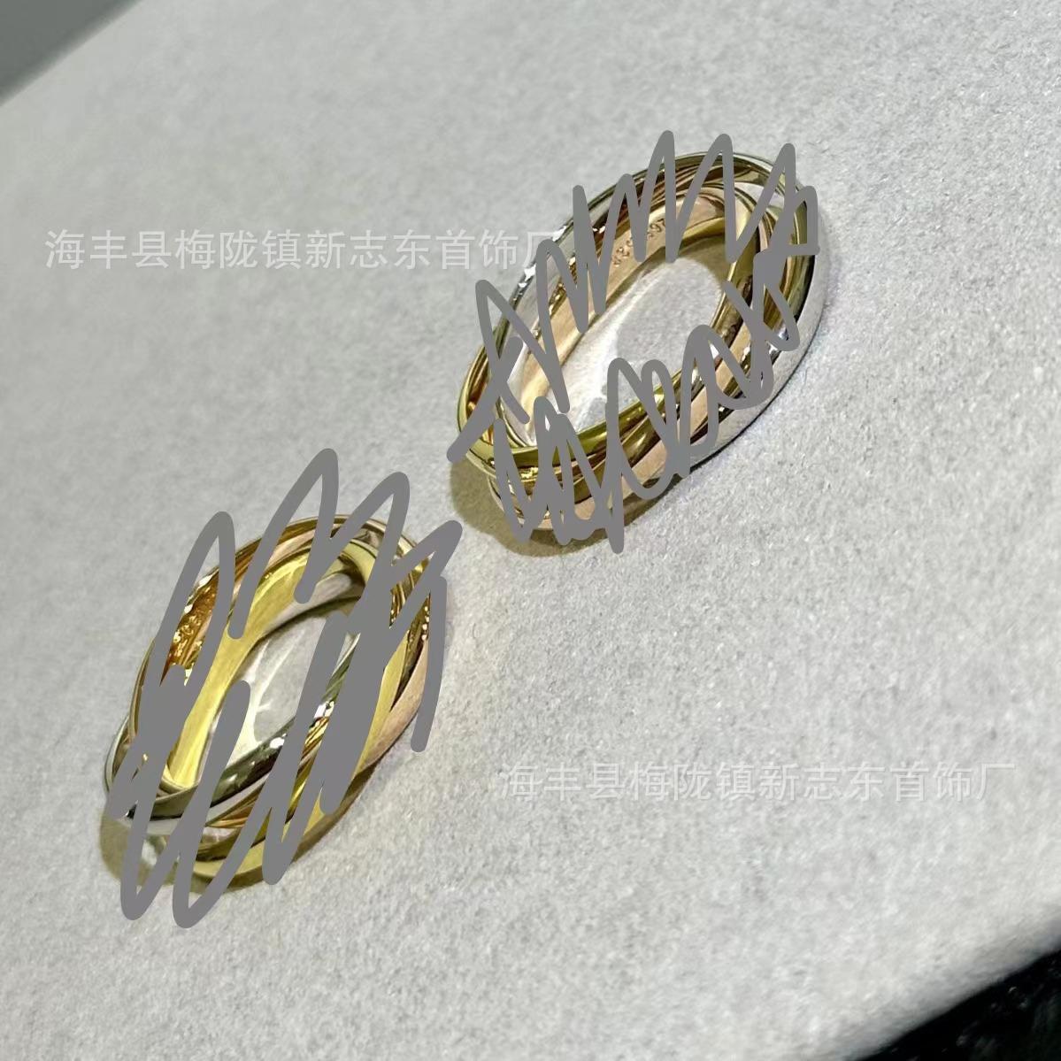 Classic Three-Color Three-Ring Ring, Glossy Index Finger Ring, Light Style, Non-Fading Ring, Exquisite Hand Jewelry, Women's Jewelry Wholesale