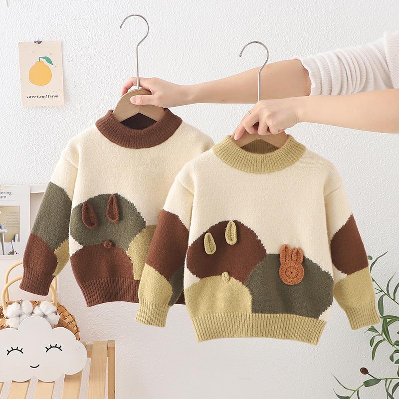 Children's Sweater, New Winter Style, Fleece-Lined and Thickened, Boys' and Baby's Unisex Knitwear