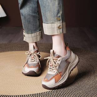 Women's Shoes 2025 Spring and Summer New Retro Casual sneaker Women's Soft Bottom Lightweight Mesh Pig All-match Torre Shoes