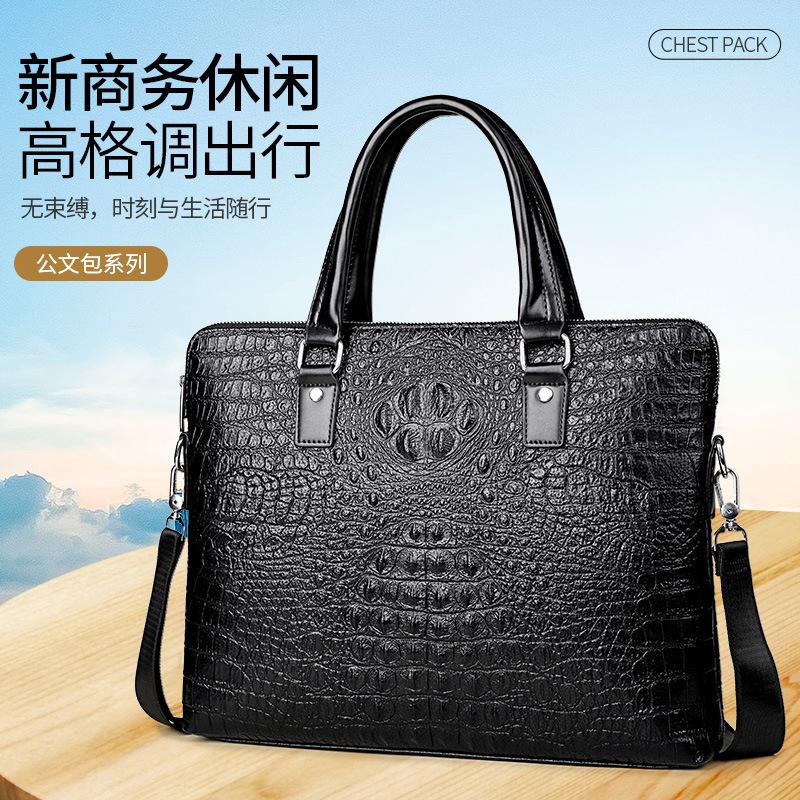 Crocodile Pattern Men's Bag Handbag Men's Business Briefcase Crossbody Bag Computer Bag