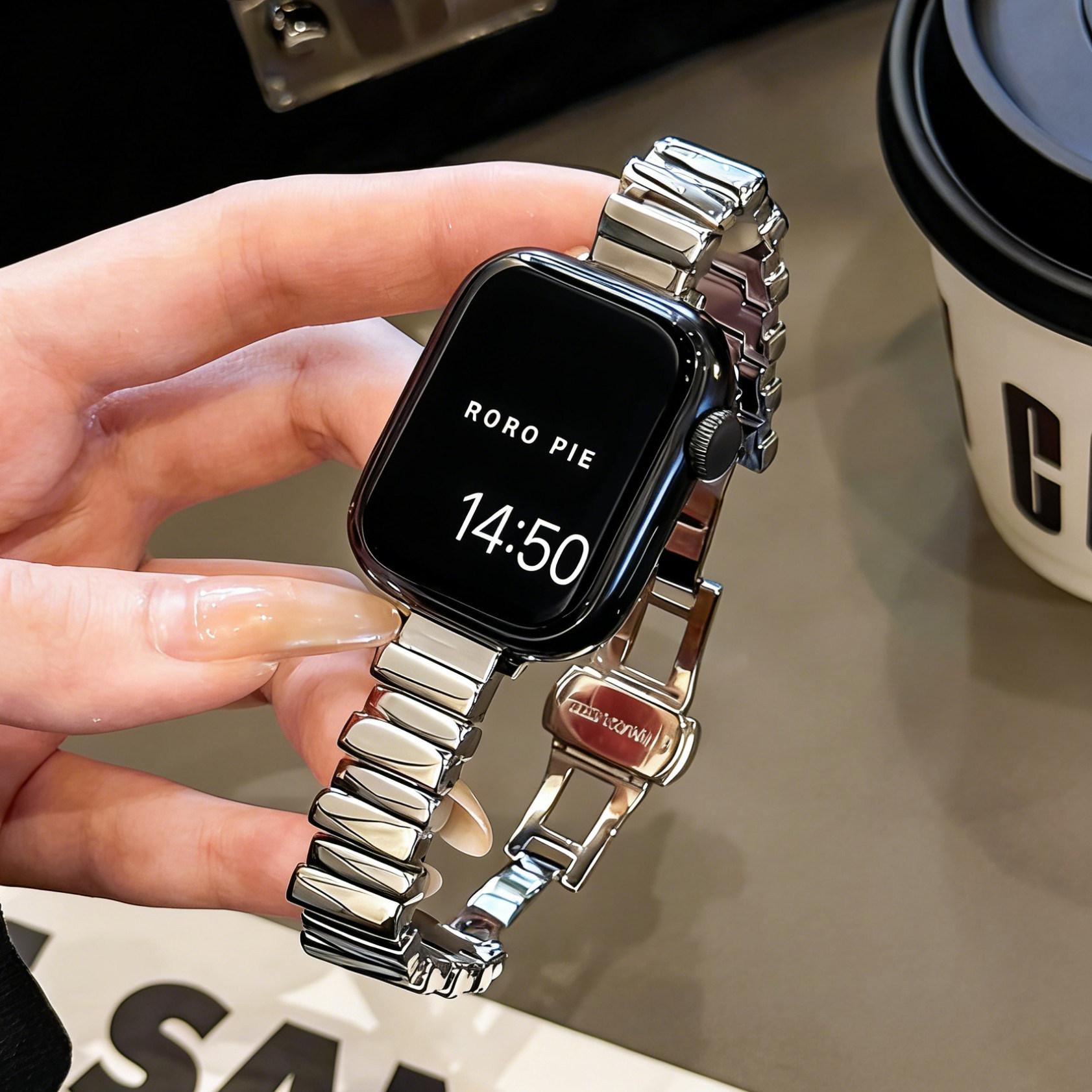 Suitable for Apple Watch Strap Apple Watch S11 Irregular Metal Women's Iwatch9/10 Strap