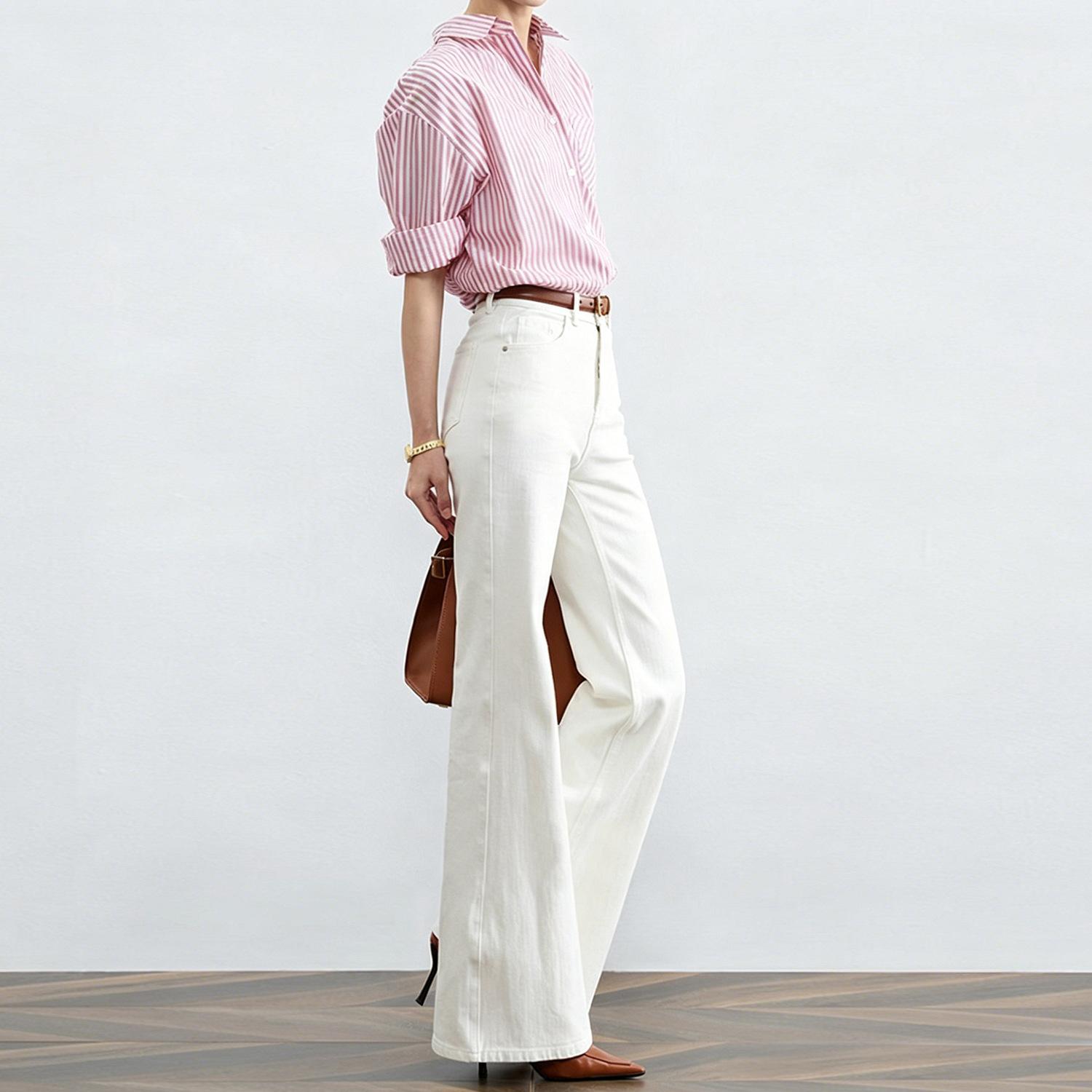 Four-Way Stretch White Flared Jeans for Women, Autumn/Winter 2026 New High-Waisted Slim-Fit Bootcut Pants
