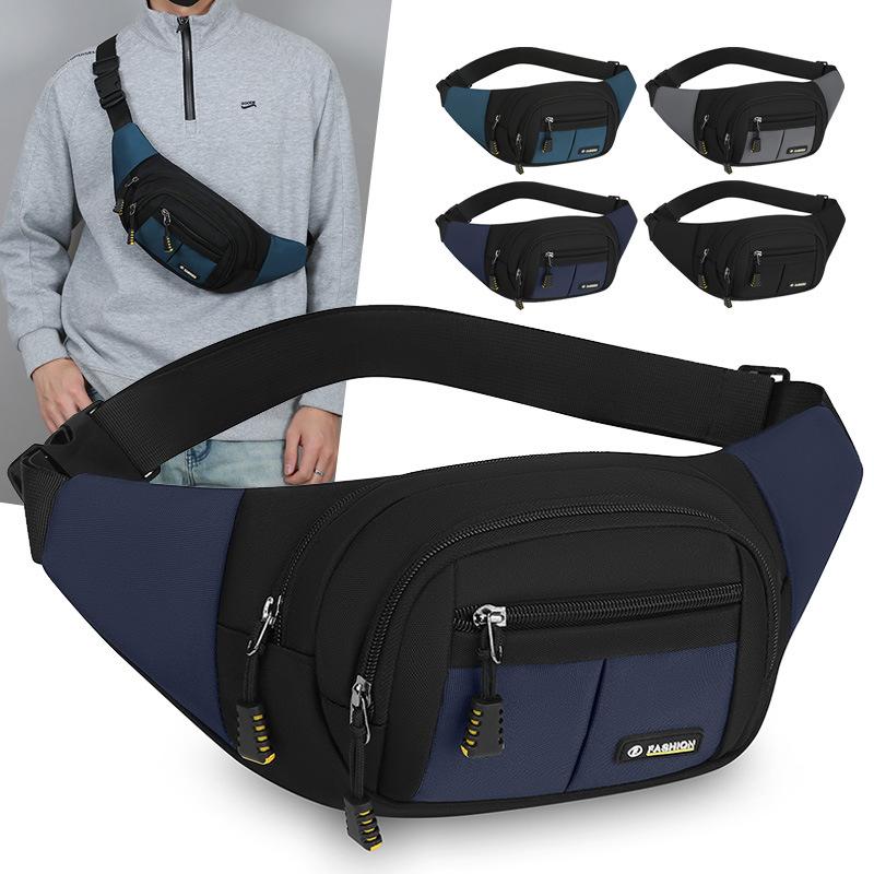 New Men's Waist Bag, Casual and Versatile, Waterproof Shoulder Bag, Fashionable Trendy Cashier Bag, Wear-Resistant, Lightweight Sports Chest Bag