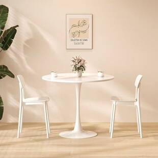 Negotiation table, dining table, trendy white Nordic ins-style round table and chair set for milk tea and coffee shops, tulip dining table