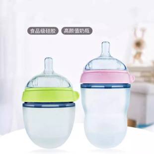 Newborn Full Silicone Bottle, Anti-Flatulence, Imitation Breast Milk, Wide Diameter, Boilable, Baby Feeding Supplies, Transparent