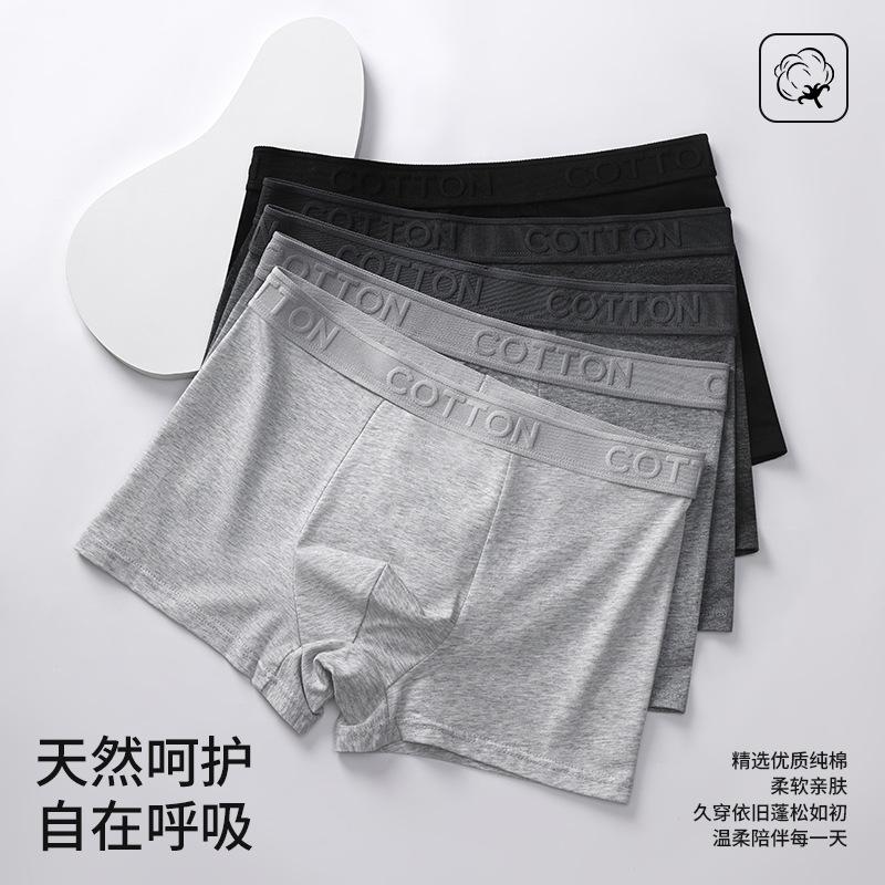 New Men's Underwear, Pure Cotton, Antibacterial, Large Size, Breathable, Combed Cotton Boxer Briefs, Shorts, Spring and Summer