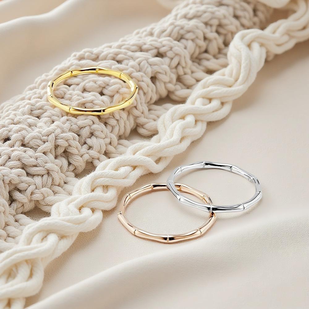 Senior Niche Elegant Bamboo Titanium Steel Ring Women's Ins Cold Wind Not Fading Couple Trendy Men's Ring Hand Jewelry