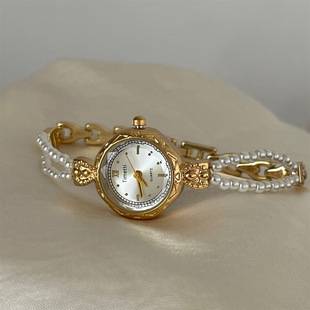 Timetti's New Pearl Thin Bracelet Retro Niche Accessible Luxury Style Exquisite Ladies Fashion Small Fragrance Quartz Watch