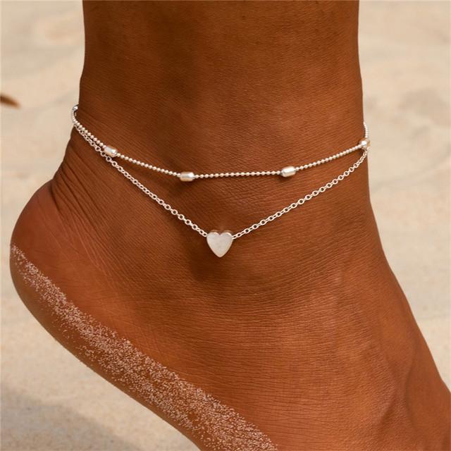 Europe and the United States new anklet fashion ballpoint chain multi-layer love alloy women's foot ornaments beach anklet cross-border jewelry
