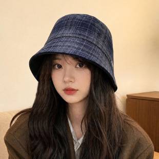 Japanese-style fashion fisherman hat for women, versatile small bucket hat for daily wear, autumn and winter warm bucket hat for large head sizes