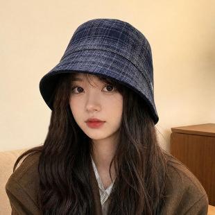 Japanese-style fashion fisherman hat for women, versatile small bucket hat for daily wear, autumn and winter warm bucket hat for large head sizes
